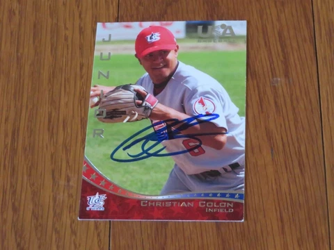 Christian Colon Autographed Hand Signed Card USA Kansas City Royals Cover