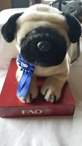 FAO Schwarz Pug Puppy Dog Plush Stuffed Animal Toy Original Tags/Displayed - Picture 1 of 9