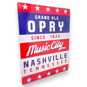 Insegna in metallo latta Grand Ole Opry Music City Nashville 15" con bordi rinforzati - Foto 1 di 6