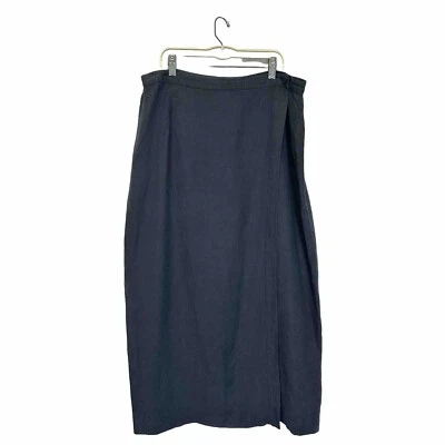 Maxi Falda Larga Recta Mezcla Lino Negra NY&CO Talla 14 Abertura Frontal Lagenlook Foto 1 de 4