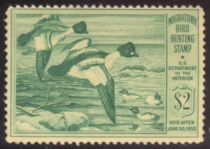 RW16 DUCK STAMP 1949 Goldeneye Ducks Migratory Hunting Permit CV $70 Mint - Picture 1 of 2