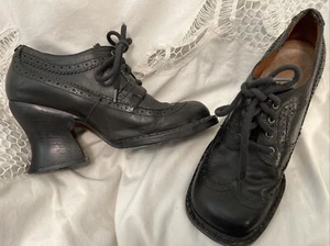 RARE 90S VINTAGE EL DANTES Oxford Chunky 3.25" Heel Black Lace up Spain sz 6 - Bild 1 von 11