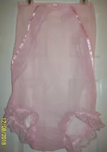 Rosa transparentes Nylon SISSY Höschen mit höherer Taille 22" Seiten Taille Stretch 30 - 40" L - Bild 1 von 2