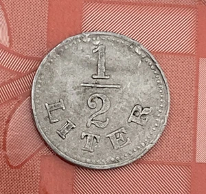 GERMANIA - GETTONE VINTAGE 1/2 LITER IN ALLUMINIO PER ACQUISTO BIRRA πΊ π©πͺ - Picture 1 of 2
