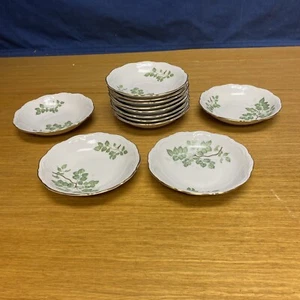 12 Vintage Mitterteich Bavaria Green Leaves Germany 5” Dessert Bowls - Picture 1 of 6