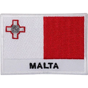 Malta Flag Embroidered Iron / Sew On Patch George Cross Maltese Embroidery Badge - Picture 1 of 1