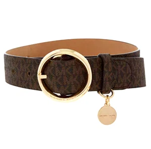 Cinturón MICHAEL KORS Mujer MK Logo Dorado MK Dije CUERO CHOCOLATE Talla XL - Imagen 1 de 1