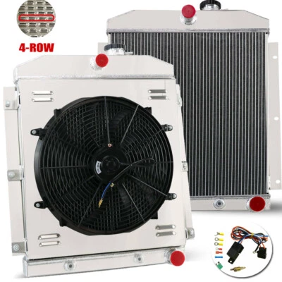 4-ROW RADIATOR+SHROUD FAN FOR 1947-1954 CHEVY 3100/3600/3800 PICKUP 3.8L 3.5L L6 Foto 1 de 4