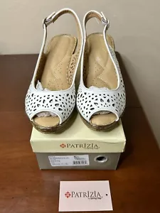 Patrizia by Spring Step Women’s Shaninioqua White Peep Toe Wedge Sandal Sz 8 NIB - Picture 1 of 8