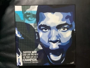 Bild POP ART Muhammad Ali Boxer Poster Portrait  im Holzrahmen 25x25cm NEU - Picture 1 of 4