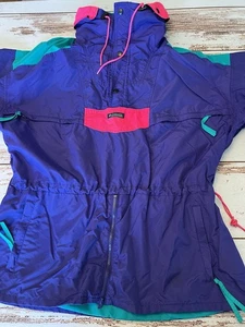 Vintage 90s Columbia Anorak Ski Jacket Parka Purple Teal & Pink - Men's XL - Picture 1 of 24