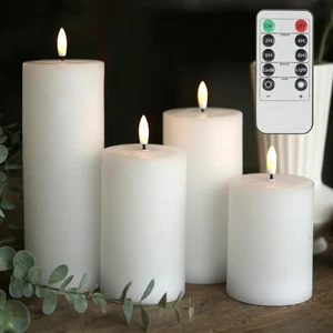 LUSHABOR flammenlose Kerzen 4er Pack batteriebetriebene Kerzen mit Fernbedienung echte W... - Bild 1 von 7