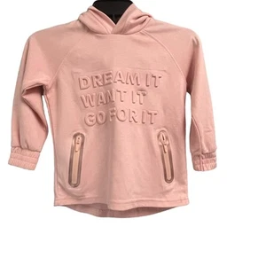 ZARA Kids Size 6 Girls Pink Hoodie Pullover Inspirational Zip Pockets - Picture 1 of 5