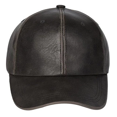 Classic Vintage Washed PU Leather Baseball Cap Hat for Men One Size Dark Grey - Image 1 of 4