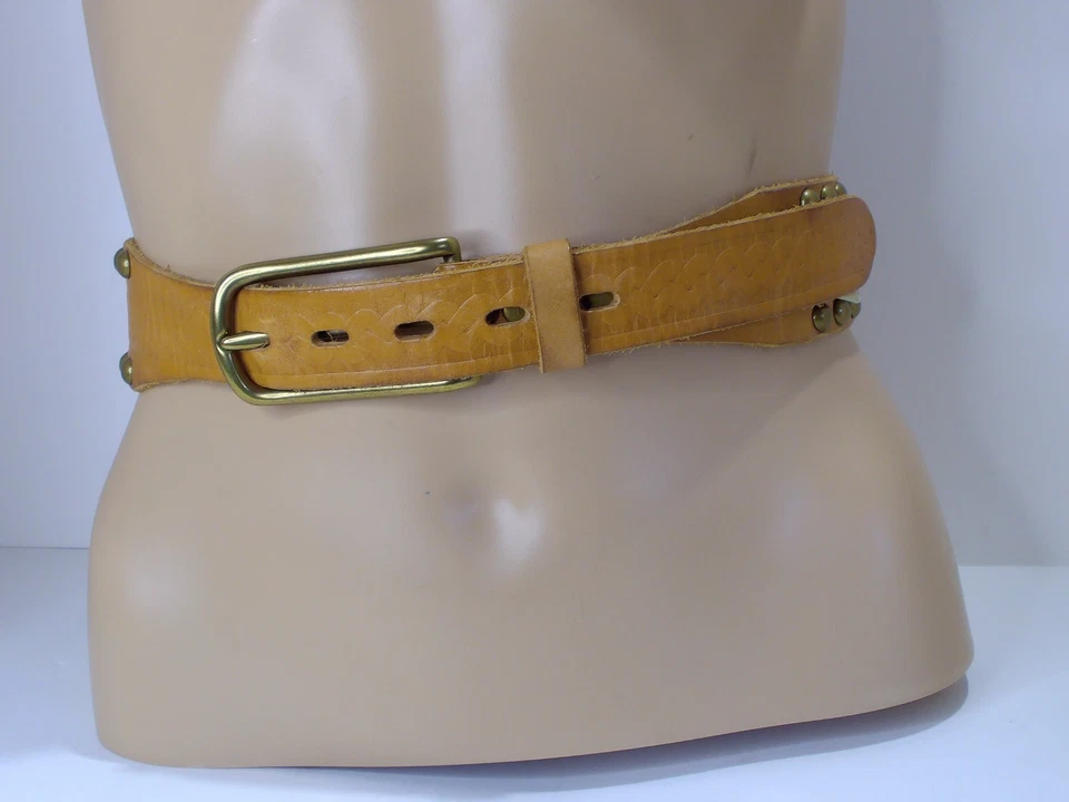 Linea Pelle Vintage Collection with Brass Grommets, Tan Leather Belt, Size Med - Image 1 of 4