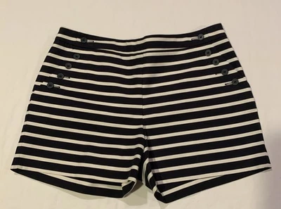 Pantalones Cortos Para Mujer The Limited 8 Bolsillos Informales Rayas Marinero Azul Marino Blanco Algodón Foto 1 de 4