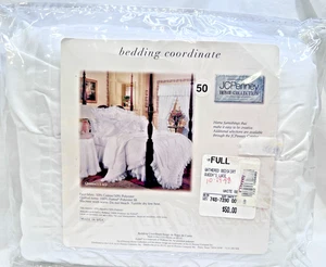 Vintage JCP Home Collection Full White Gathered Bedskirt with Queen's Lace NOS - Bild 1 von 7