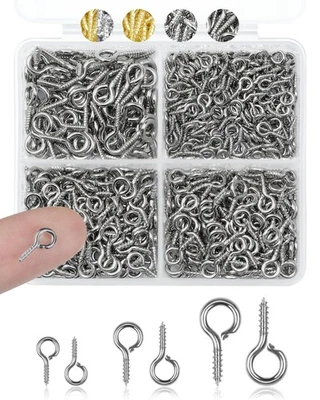 Pasadores de ojo de tornillo pequeños de acero inoxidable 320 un. para hacer joyas y manualidades hágalo usted mismo,... Foto 1 de 4