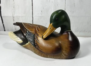 GORGEOUS K.W. WHITE DUCKS UNLIMITED MALLARD SOLID WOOD DUCK DECOY SIGNED - Picture 1 of 11