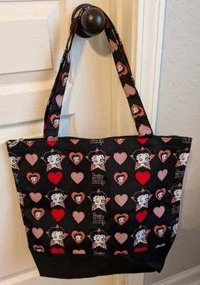 Bolso de Mano Bolso Shopper Betty Boop Red Hearts Grande Nylon Logo 2019 Foto 1 de 4