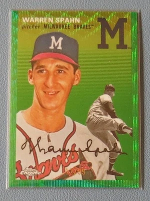 2023 Topps Chrome Platinum Anniv. #438 Warren Spahn Green Wave Refractor /99 HOF - Image 1 of 3