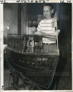 1972 Press Photo Jose Torres works on his trawler model - noc79040 - Picture 1 of 2