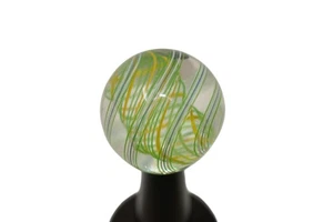 Richard Marquis Studio Art Glass Marble ~ Blue Green Orange White Swirls - Picture 1 of 14