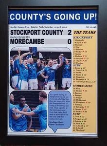Stockport County 2 Morecambe 0 - Stockport promoted 2024 - souvenir print - Picture 1 of 5