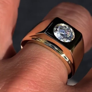 0.75ct Near White Moissanite Men's Engagement Wedding Ring 925 Sterling Silver