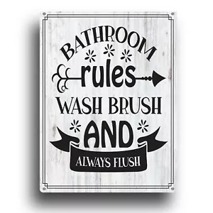 Metal Sign For Bathroom Flush Toilet Wash Wall Plaque Art Home Decor Shabby Chic - Picture 1 of 4