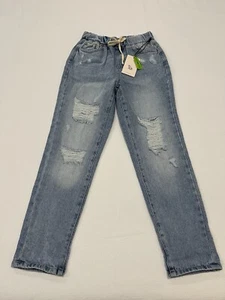 SINCERELY JULES NWT High Rise Distressed Jeans, Size XS Pull On Elastic Waist. - Picture 1 of 10