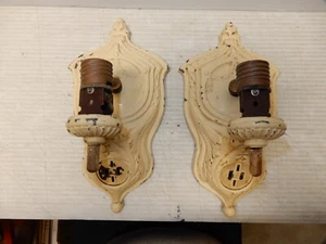 ANTIQUE PAIR IRON WALL SCONCES CA. 1925 - Picture 1 of 5