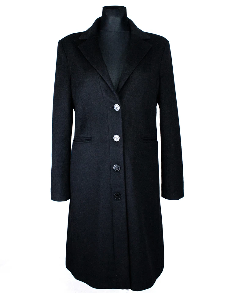 ARMANI JEANS women's Black Wool Blend Coat, SIZE M - Image 1 of 4