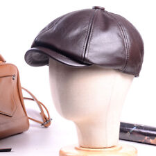 Men's Real Leather Casual Military Newsboy Octagonal Peaked Cap Army Caps/Hats
