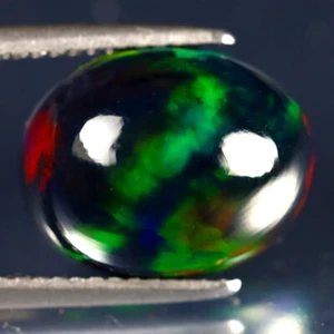 4.44 ct Supreme Oval Cabochon (14 x 11 mm) Ethiopian Flashing Black Opal - Picture 1 of 2