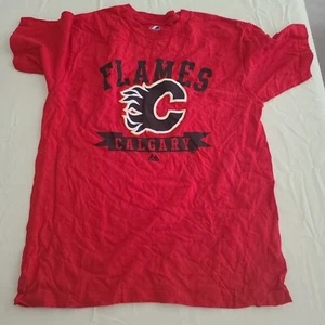 Calgary Flames NHL Majestic Red Shirt Youth Size L Large - New! - Picture 1 of 4