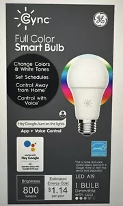 GE CYNC Smart Light Bulb, Full Color, App and Voice Control, Google Home - Picture 1 of 5