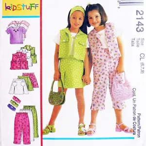 Sewing Pattern Top Pants Skort Vest Child 6 7 8 Headband Uncut McCall's 2143 - Picture 1 of 4