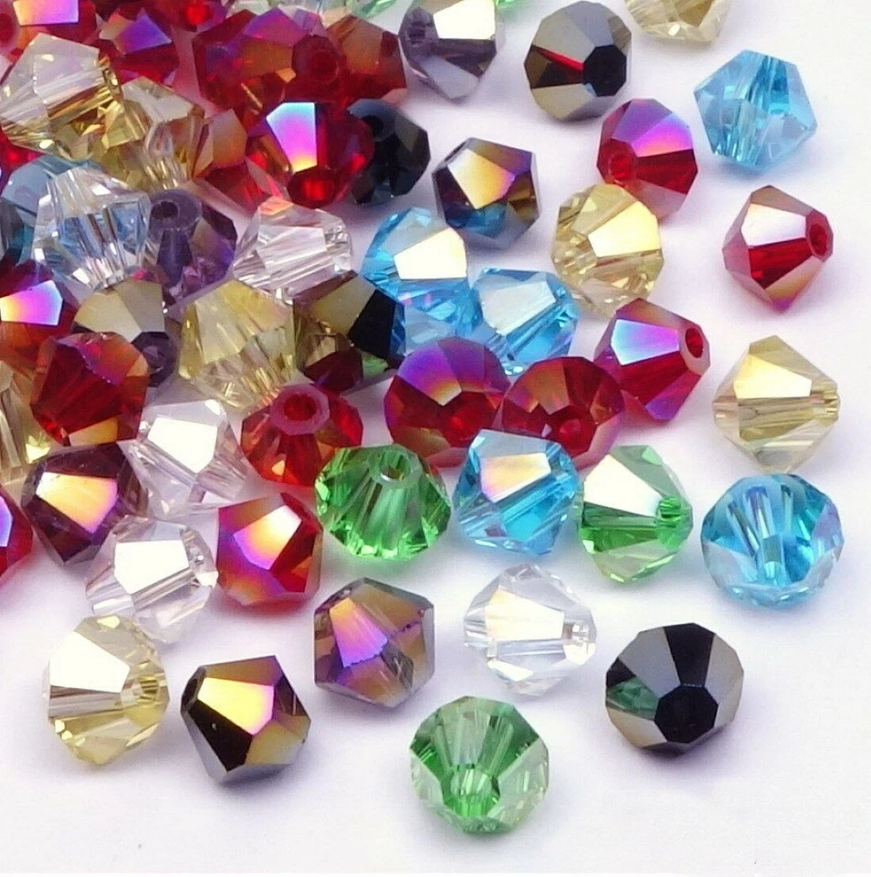 Kristall Perlen Glasschliffperlen Bicone Doppelkegel Mix AB 5mm 72 Stück - Bild 1 von 1