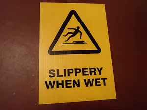 Slippery When Wet - Rigid A4 Safety Sign - Shops Offices Schools - Picture 1 of 2
