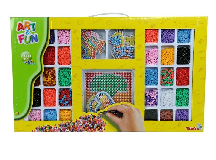  Simba Bügelperlen set 6000 Perlen große Steckplatte 9 Motive Vorlage Basteln - Bild 1 von 1