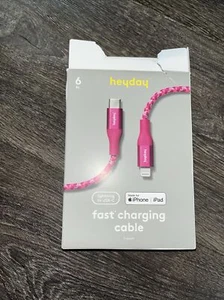 Heyday 6ft Fast Charging Cable To USB-c iPhone Pink Braided - Picture 1 of 2