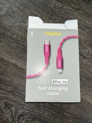 Heyday 6ft Fast Charging Cable To USB-c iPhone Pink Braided - Image 1 of 2