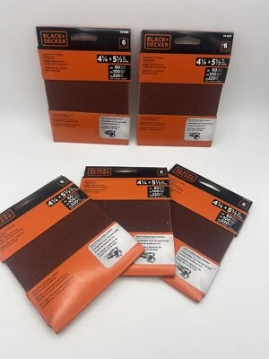 Lot Of 5 , BLACK+DECKER Sandpaper Assortment 1/4-Inch Sheet 6-Pack (74-606) - Image 1 of 4
