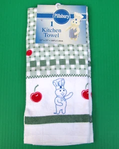 FS NWT Pillsbury Doughboy KITCHEN TOWEL GREEN W APPLES & CHERRIES VELOUR 2005 - Picture 1 of 4