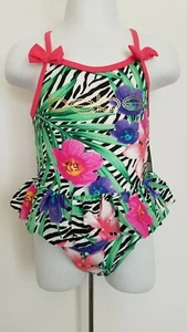 New BEBE Infant Baby Girls Sizes 12M 18M 24M One-Piece Floral Bathing Suits - Picture 1 of 4