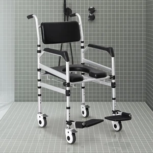 Transport Shower Chair 3 in 1 Bedside Commode Wheelchair Rolling Senior 250 lbs - Picture 1 of 12