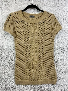 Willi Smith brown crochet short sleeve open knit sweater women's size S - Picture 1 of 9