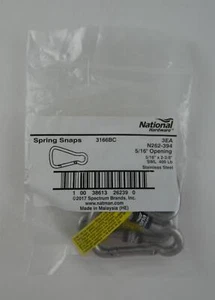 National Hardware 3166BC 5/16" x 2-3/8" Spring Snaps N262-394 Pack of 3 NIP - Picture 1 of 3
