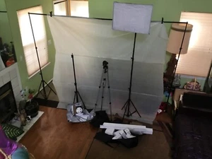 Photography Video Studio Lighting Kit Background Stand 2 Umbrellas Tripod - Picture 1 of 11